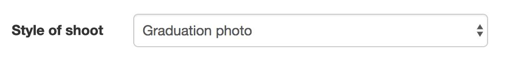 Or even dropdown selectors: 'Style of shoot'