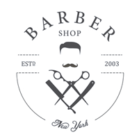 赞助商标志：理发店，成立于 2003 年，纽约