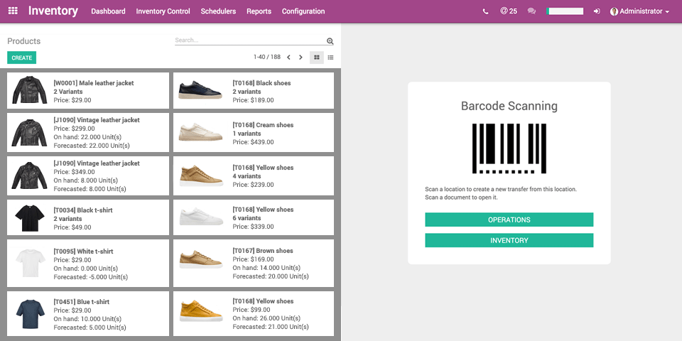 Inventory App - Product lists and barcode scanning interface