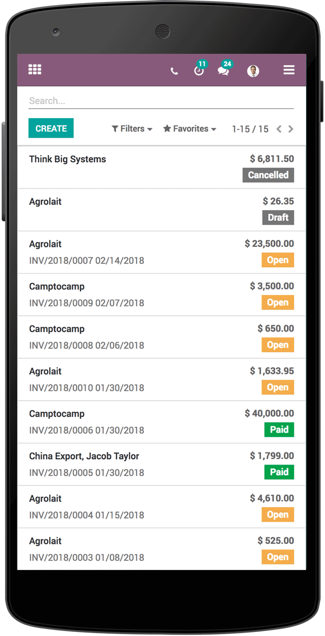 Odoo - Sample 2 for three columns