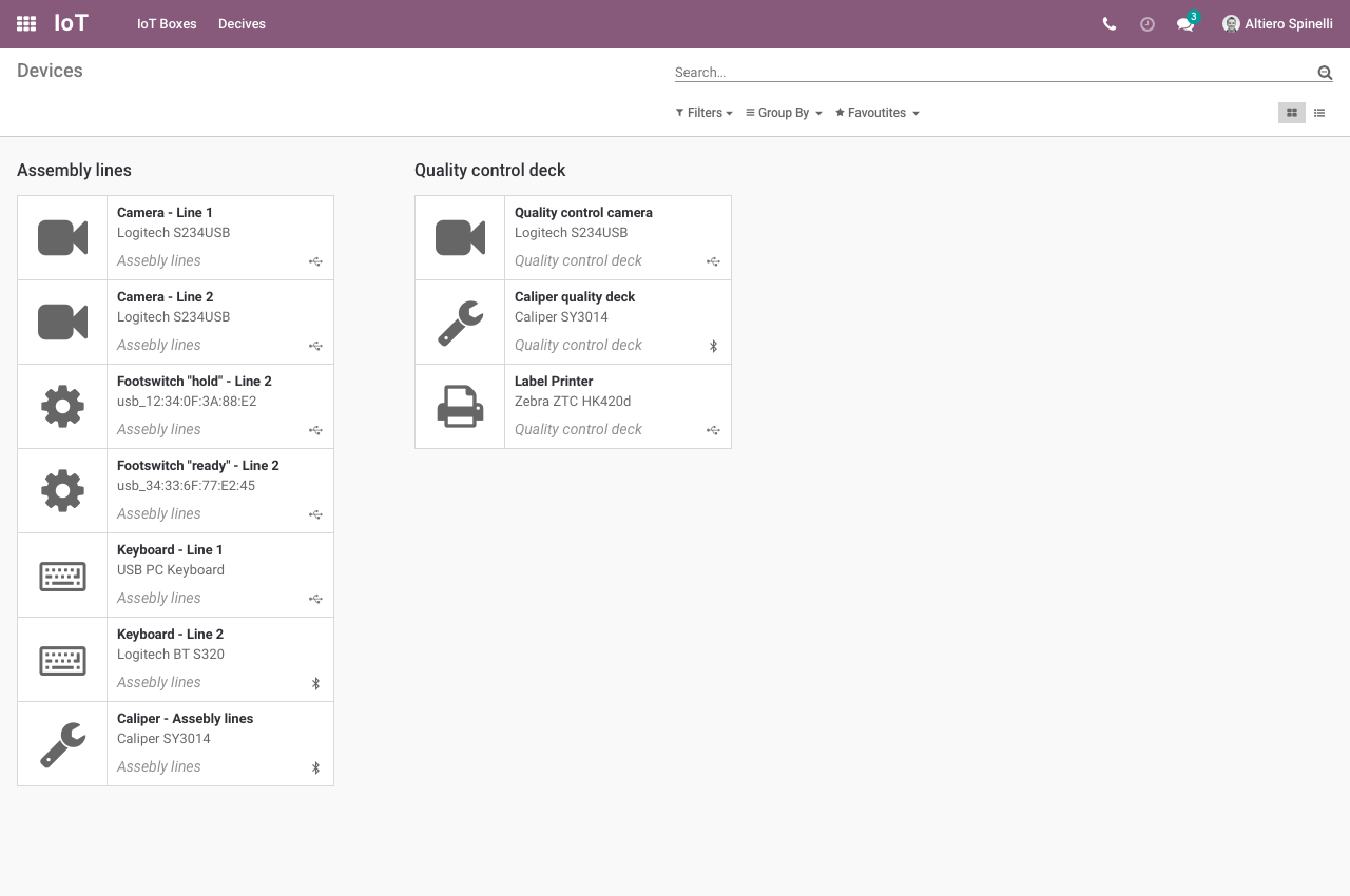 Alle gefundenen Geräte sind automatisch in Odoo verfügbar