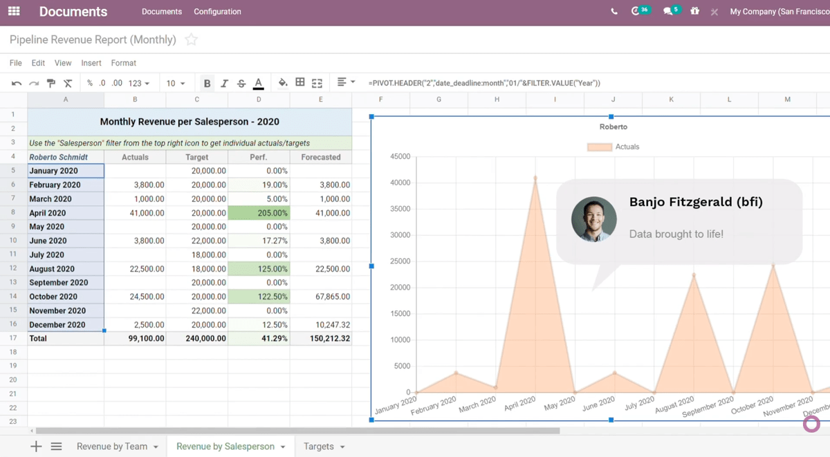 Vidéo d'Odoo Feuille de calcul