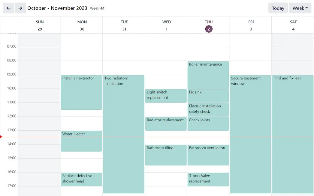 Visualização de calendário
