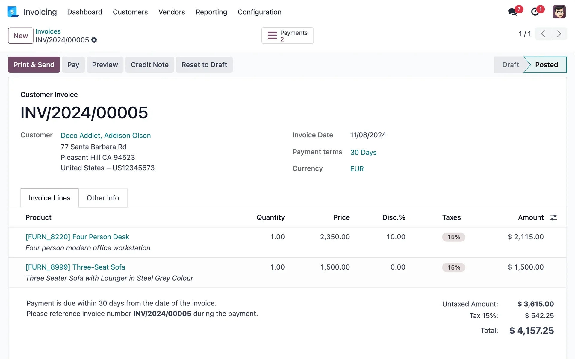 Odoo Invoicing interface