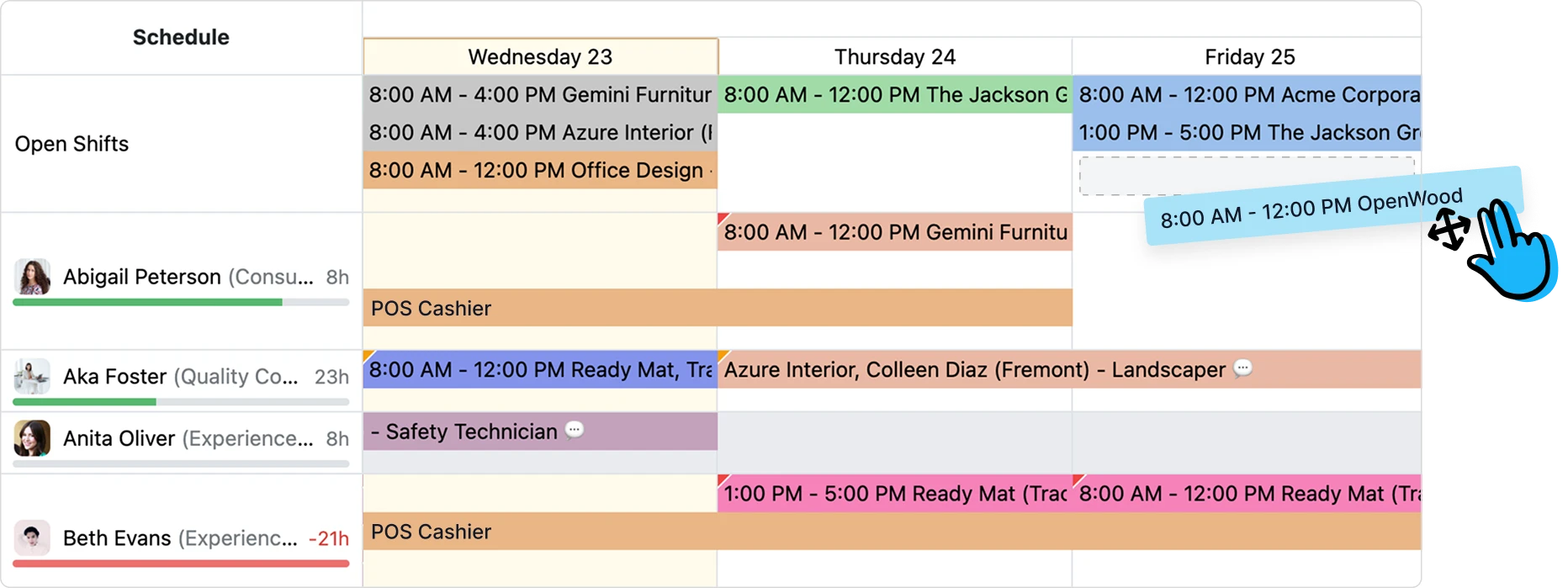 Odoo Planning - Drag and drop shifts
