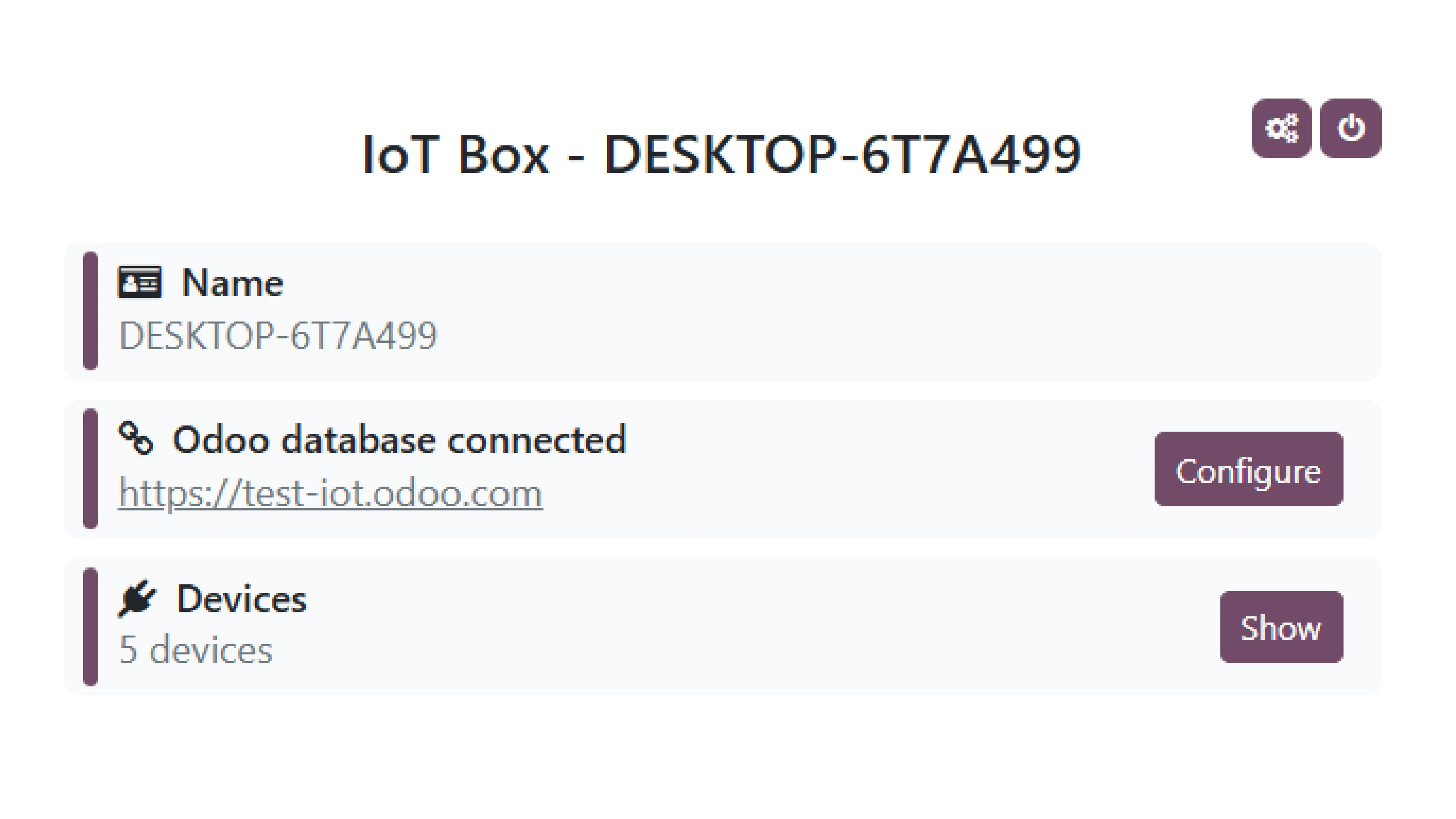 Odoo virtual IoT Box