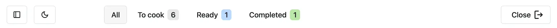 Filtering the preparation display by order status