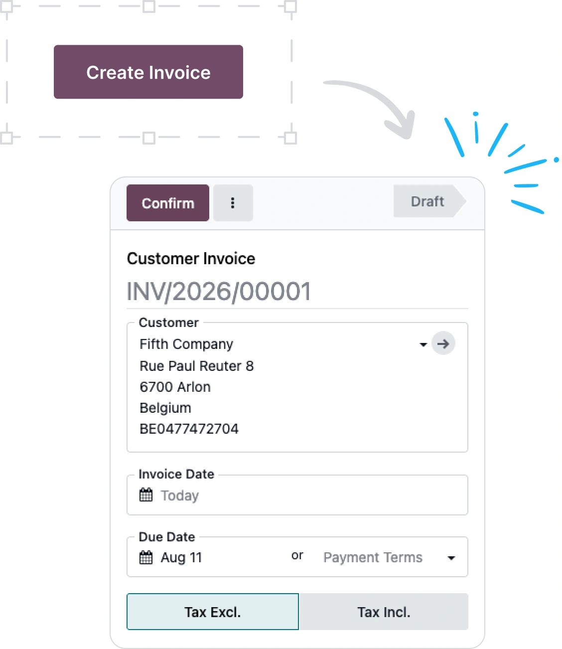 Prefilled customer invoice