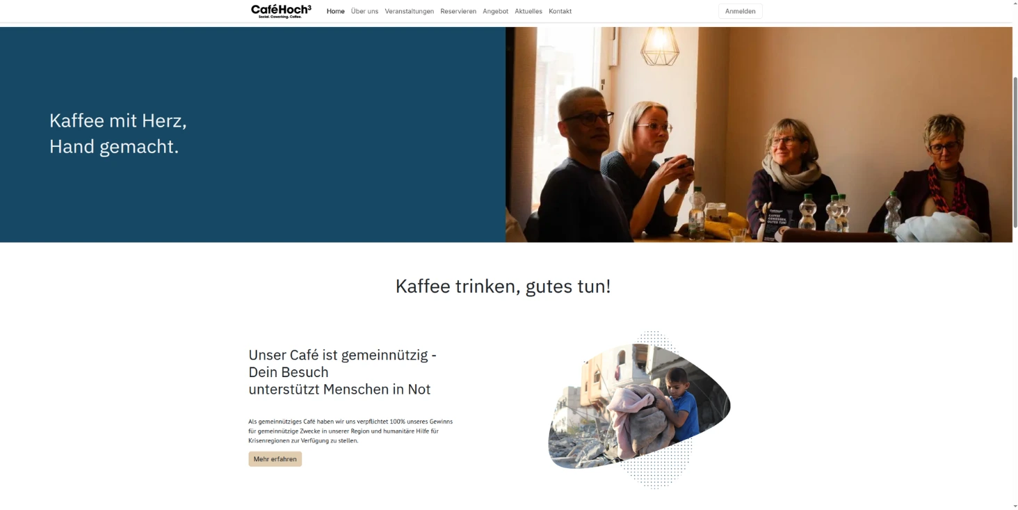 Mit Odoo erzeugte Website (Screenshot)