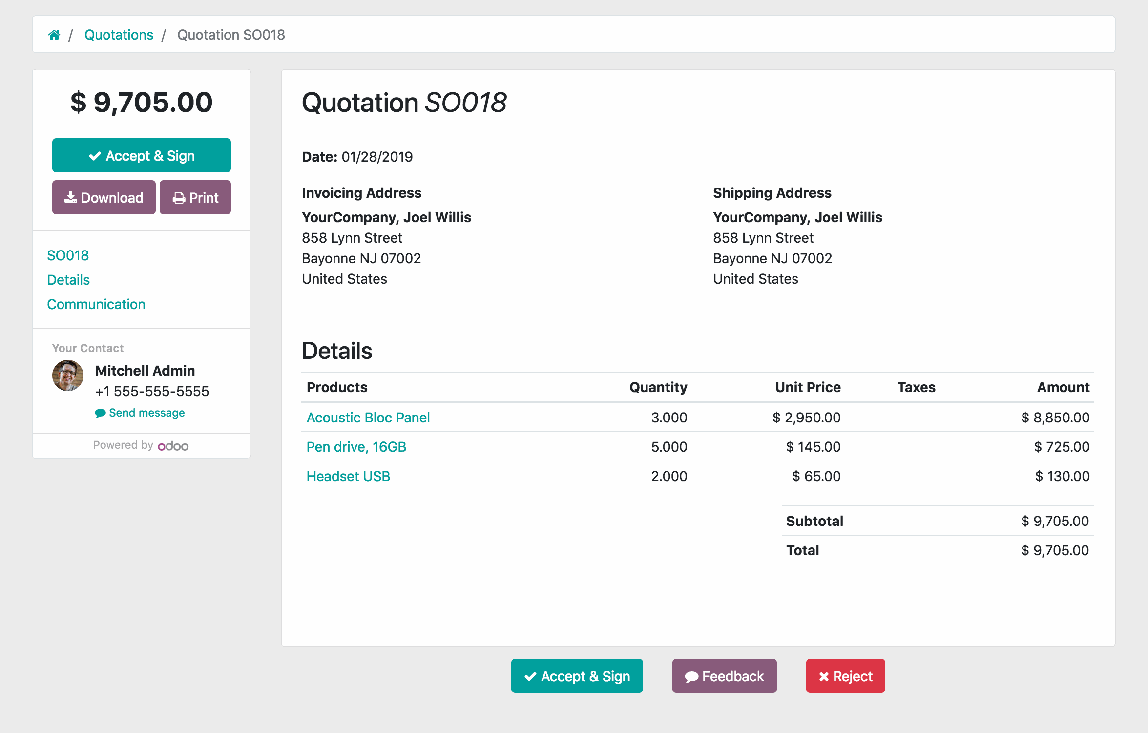 Odoo sales force automation