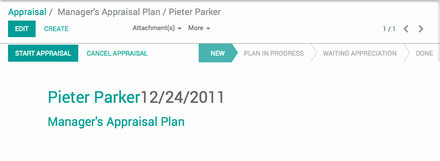 Closeup of Pieter Parker's appraisal status - 'New'