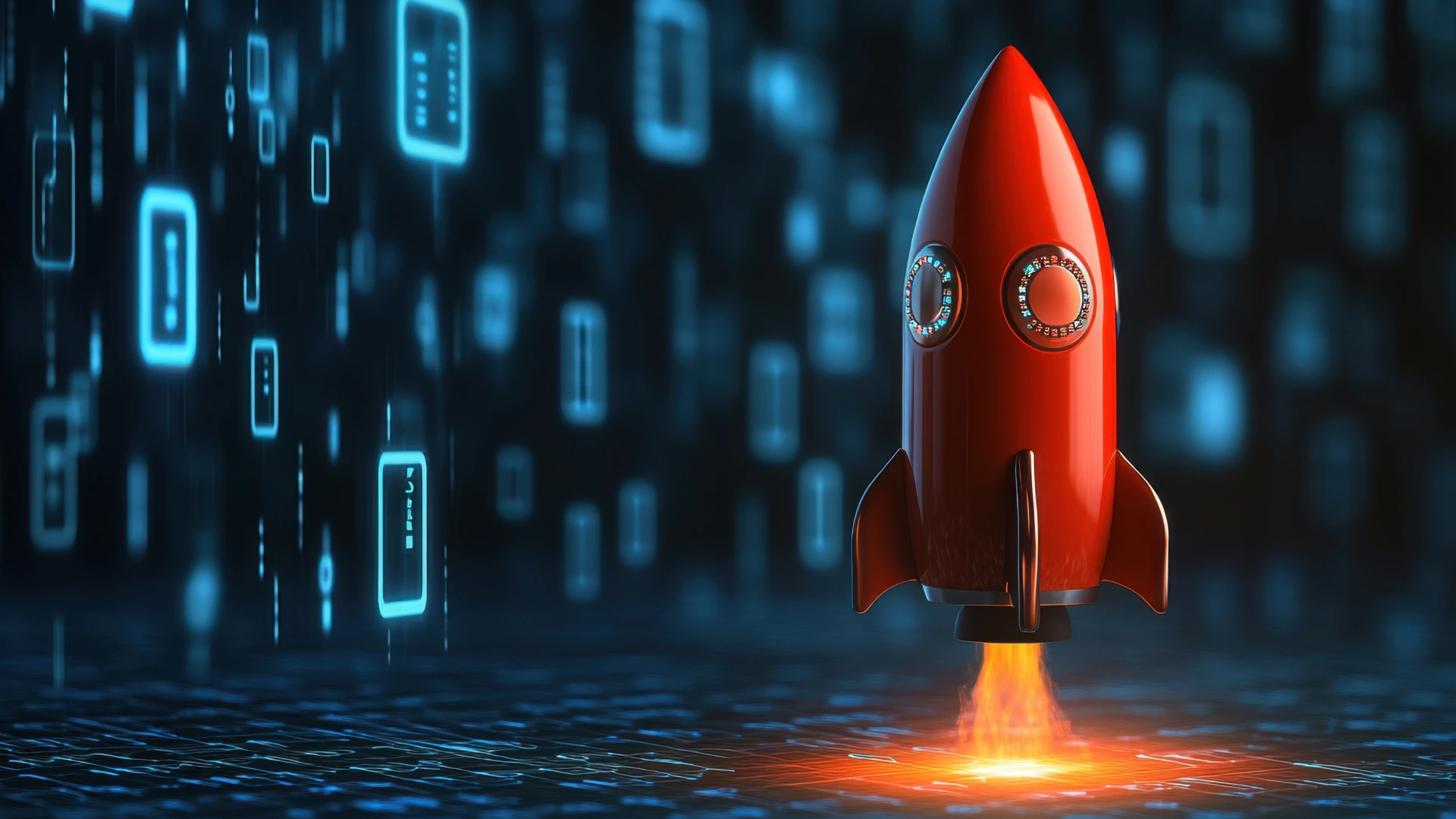 Razzo in decollo simbolo di crescita business digitale - scalabilità e-commerce con Odoo