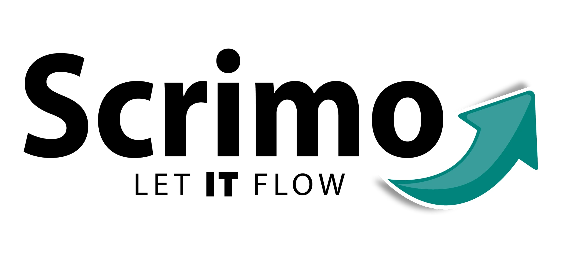 Logo of Odoo Partner Scrimo featuring an upward pointing arrow and the caption "Let it Flow"