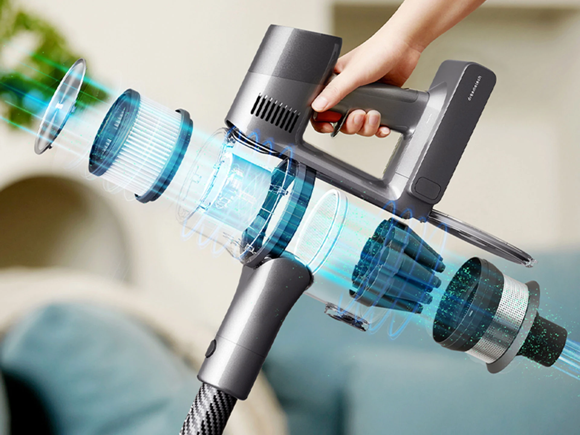 High-tech smart home appliance distributed by TEQPHONE, featuring advanced air filtration technology.