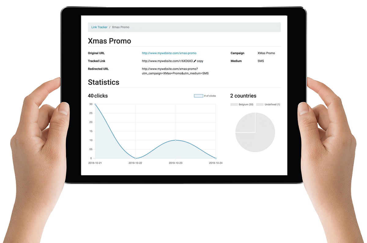 Une tablette affichant les statistiques d'une promotion de Noël