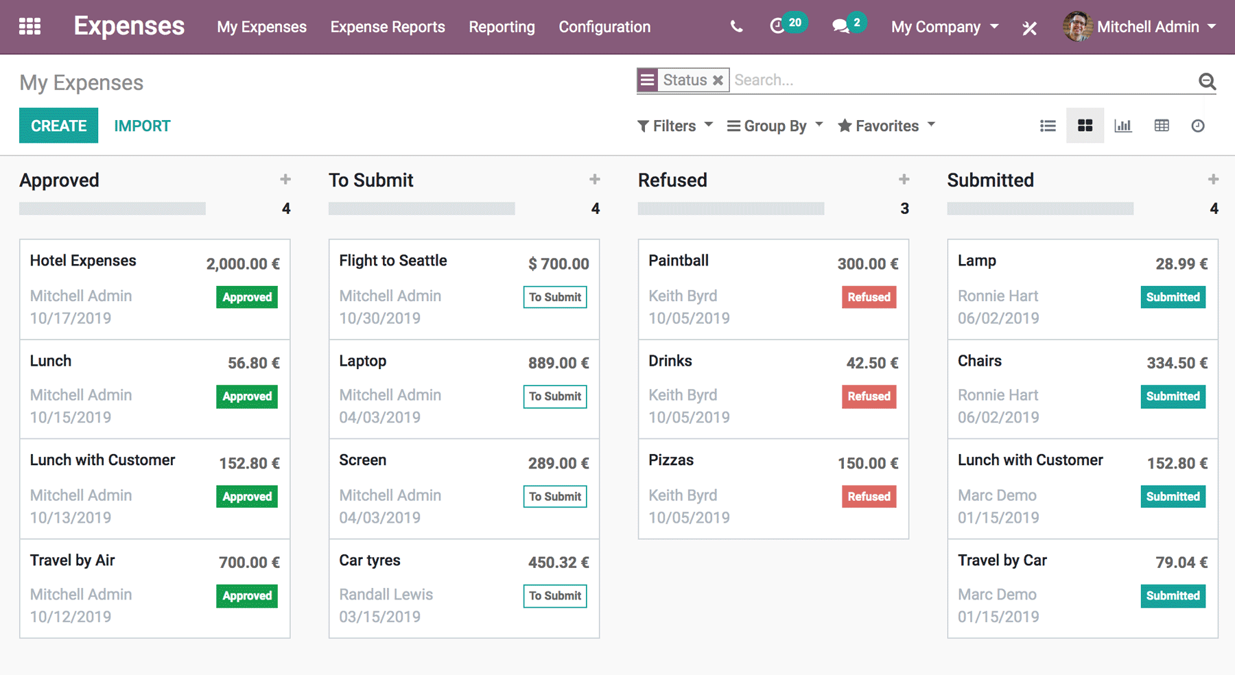 رابط Odoo Expenses