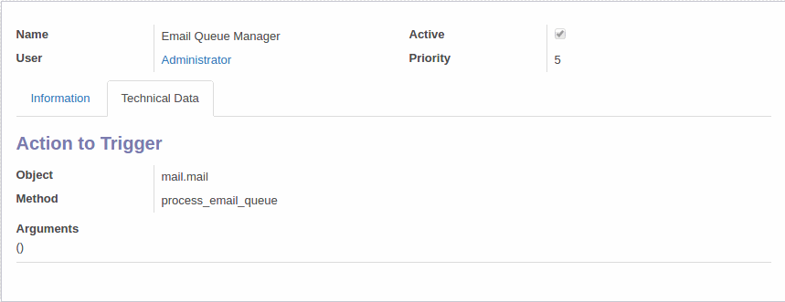 Scheduled Action Email Queue Manager - Technial Data | Odoo
