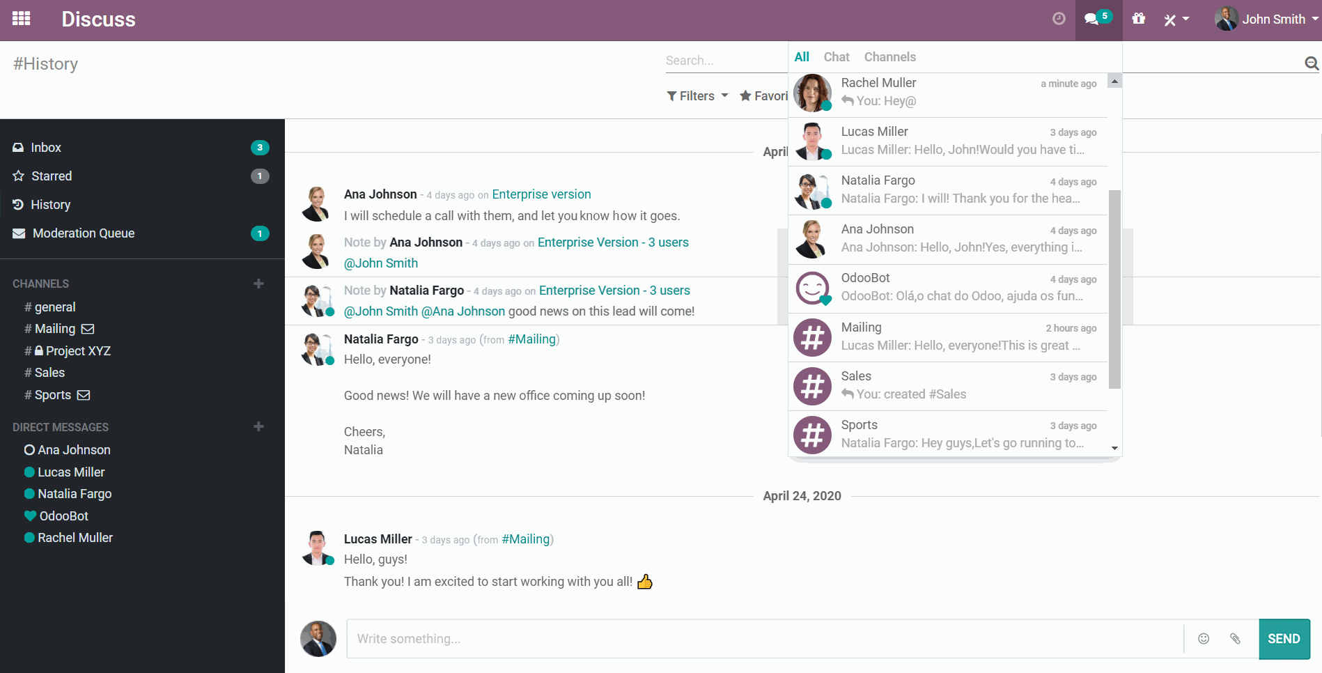 A powerful communication tool in Odoo Discuss app