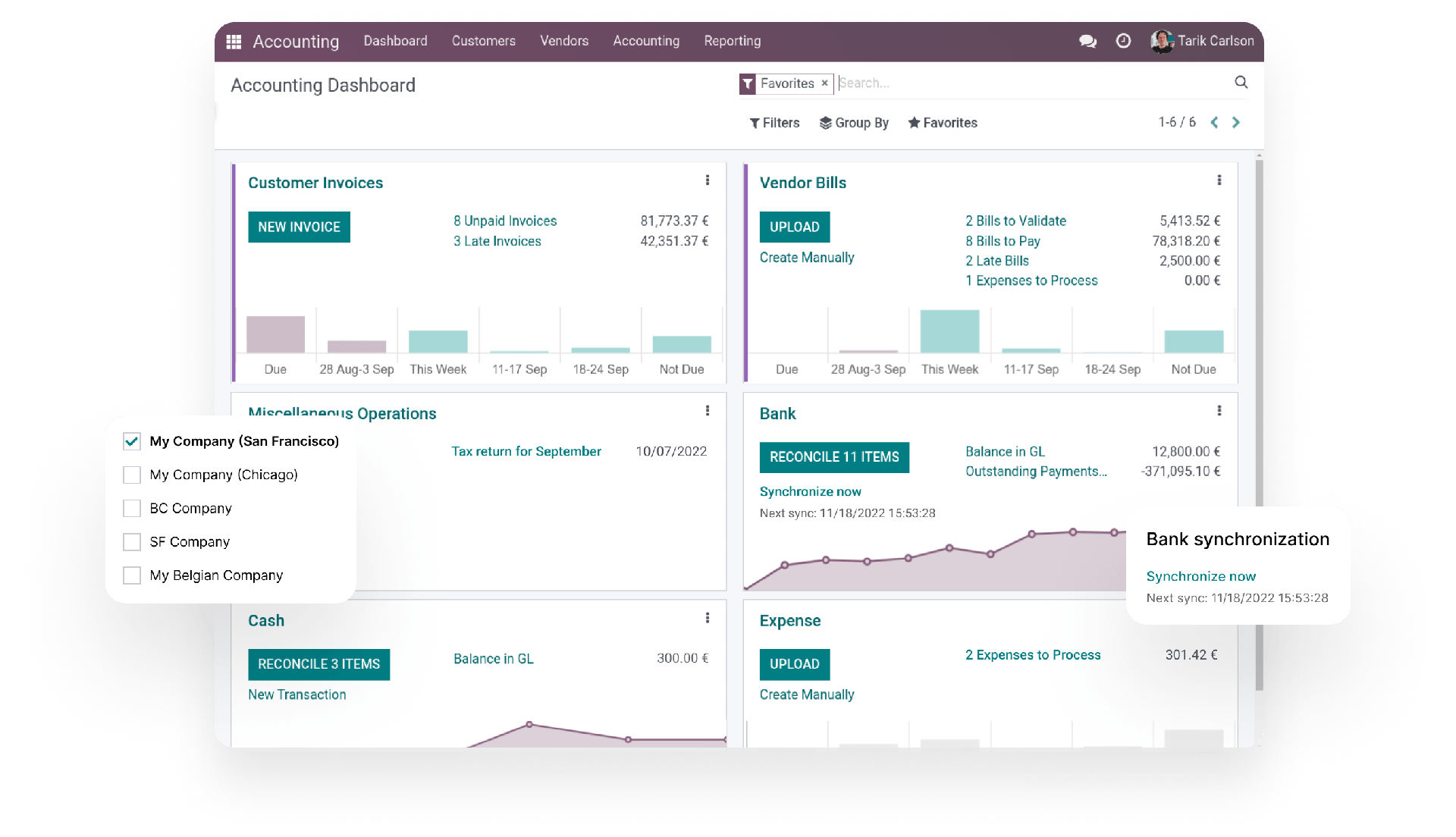 Odoo Accounting Software Dashboard