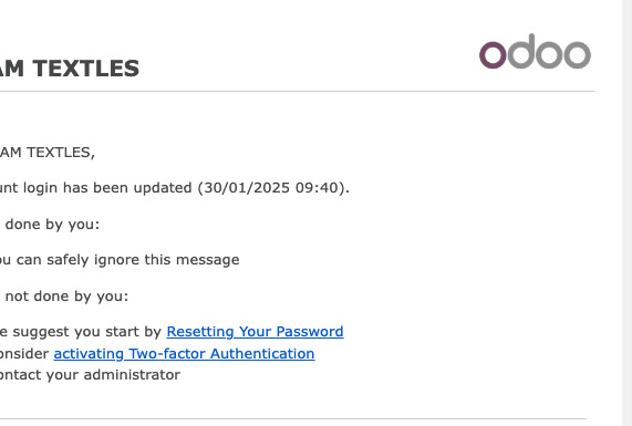 Screenshot of the e-mail received by the Vendor.