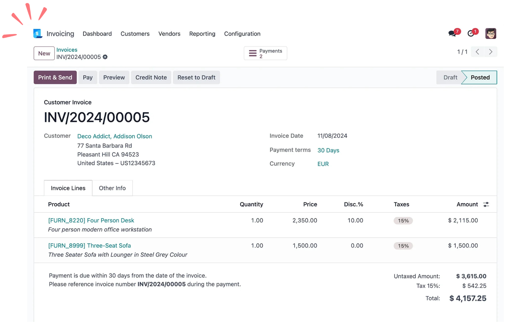 Odoo's Invoicing App