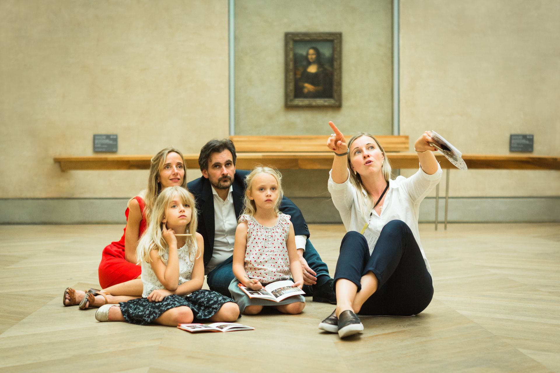 Family in a museum during a trip