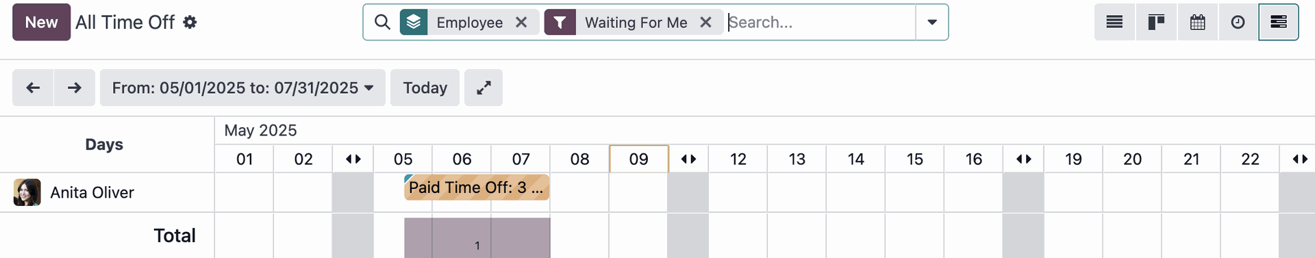 odoo time off gantt chart