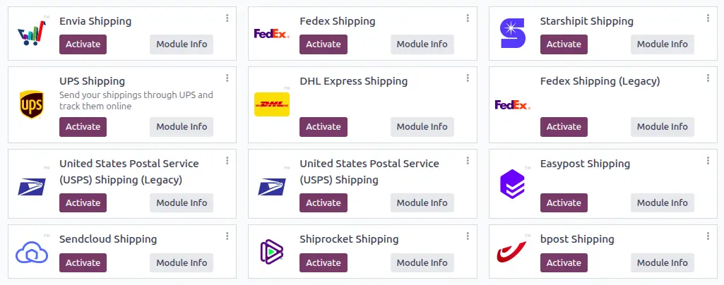 odoo dhl ups and courier integration