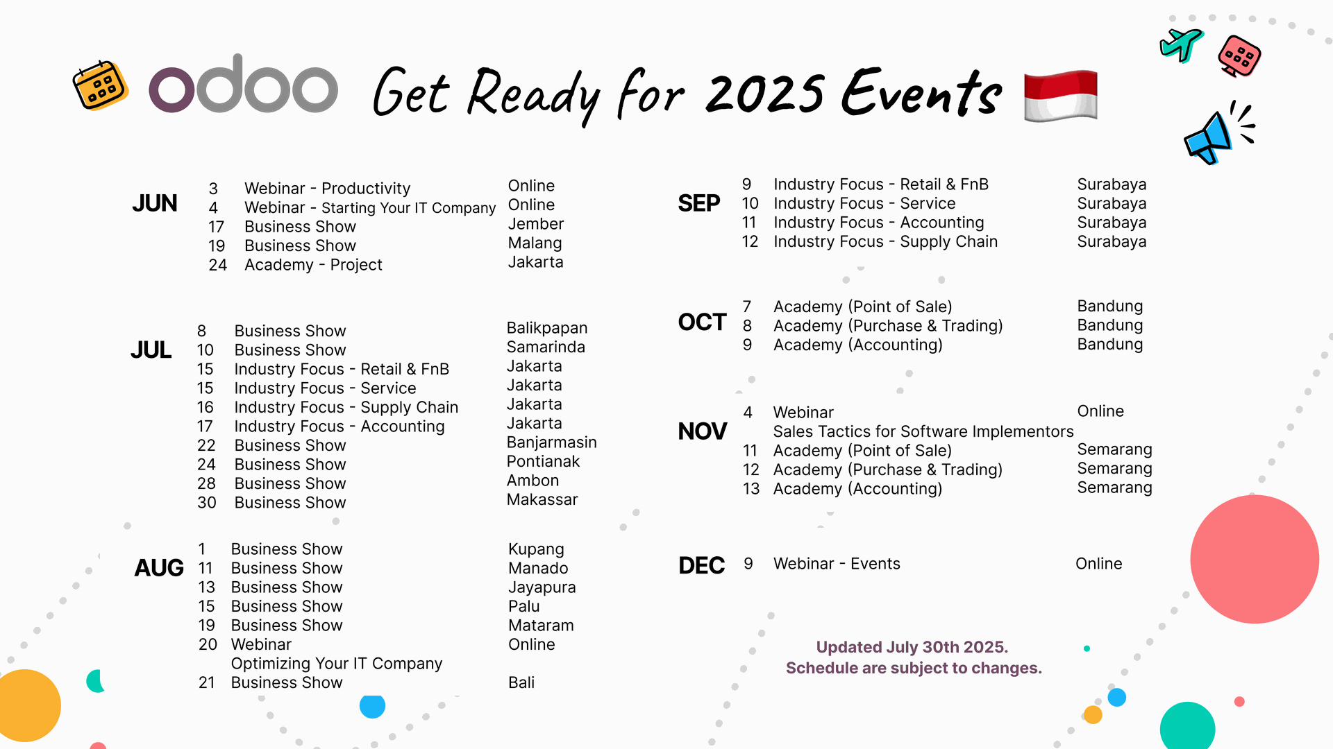 Jadwal event odoo indonesia 2025
