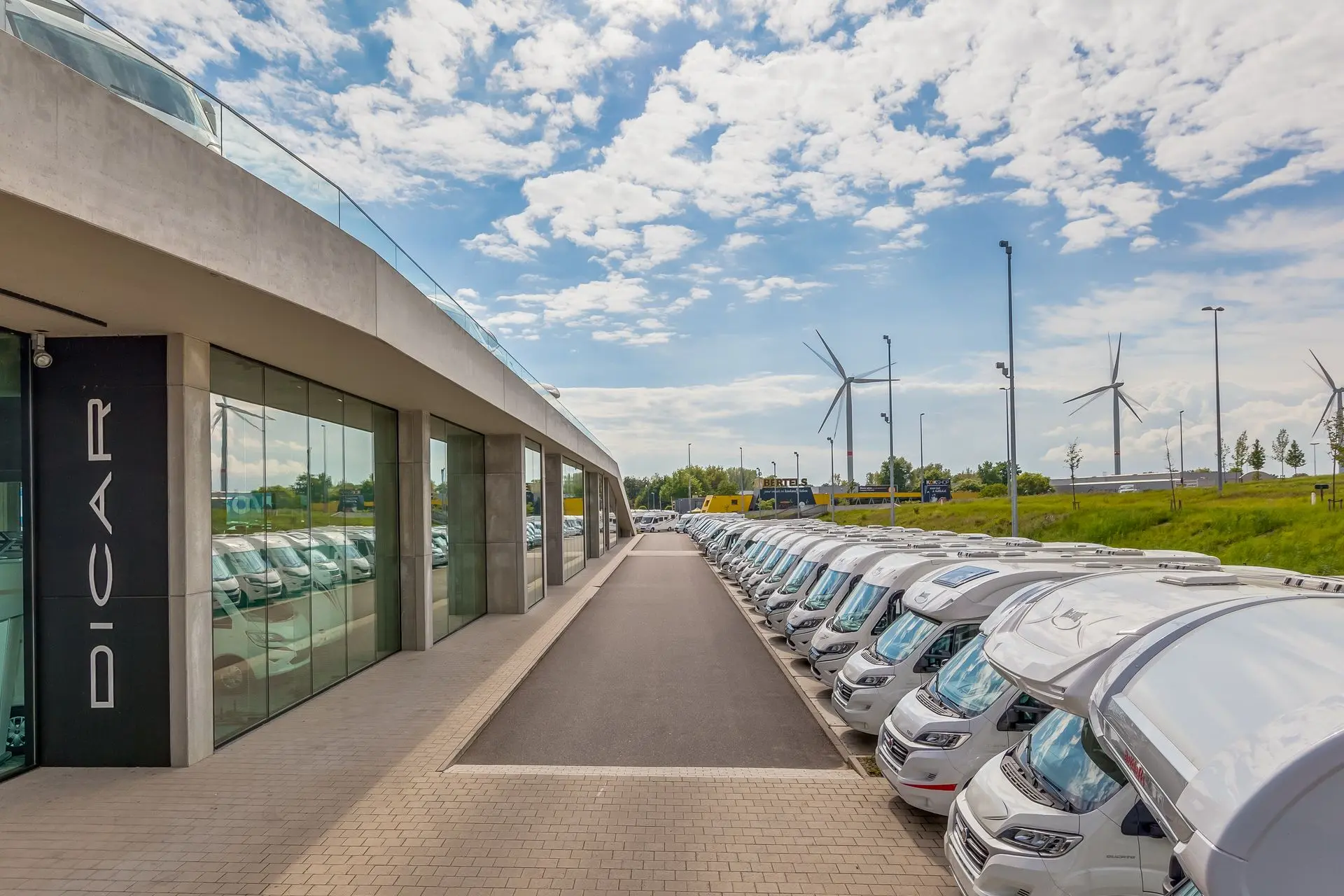Outside of Dicar Motorhomes' showroom