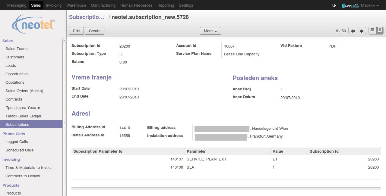 Odoo used by Neotel